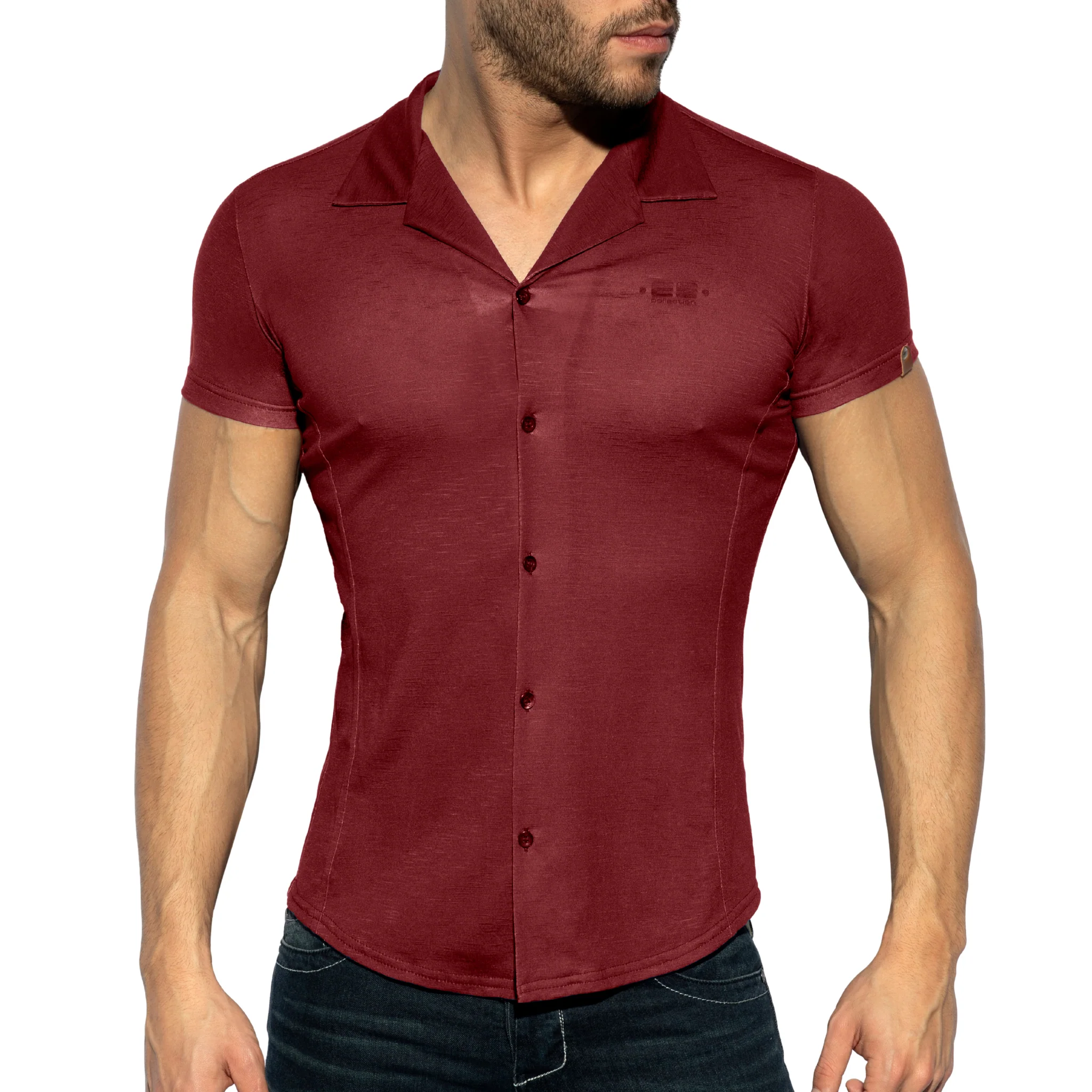 ES Collection Slim Fit Shirt Aubergine SHT023 - Image 2