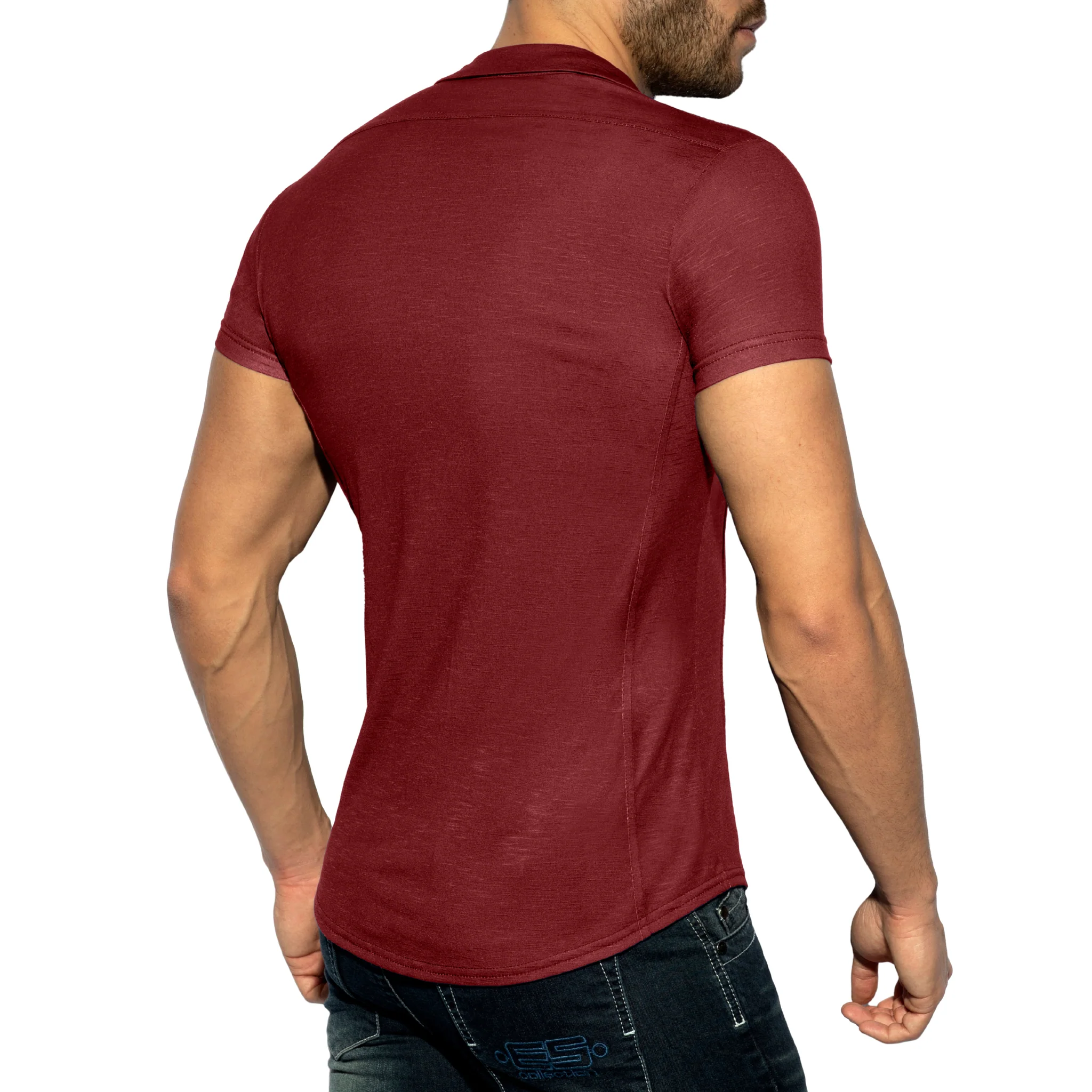ES Collection Slim Fit Shirt Aubergine SHT023 - Image 3