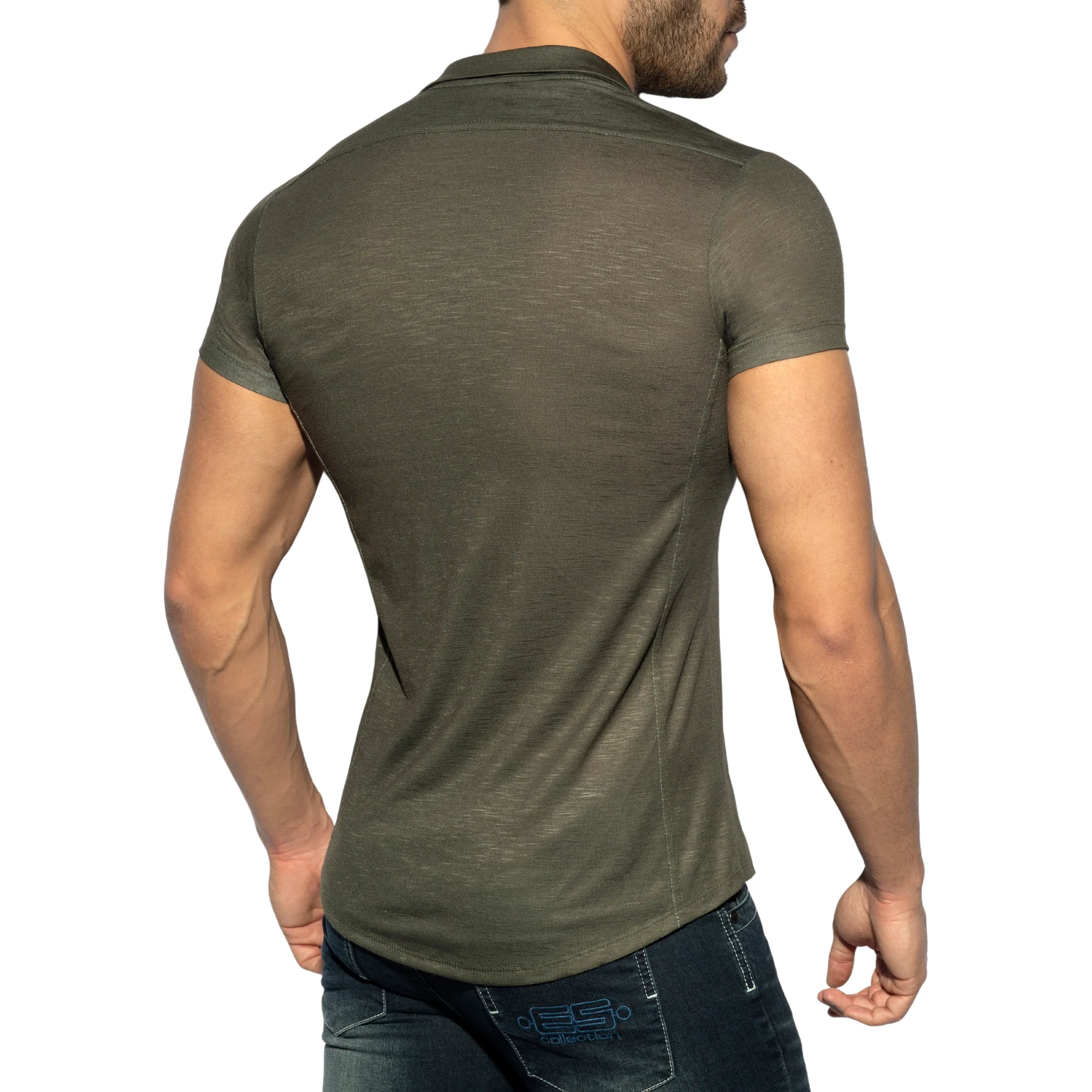 ES Collection Slim Fit Shirt Khaki SHT023 - Image 3