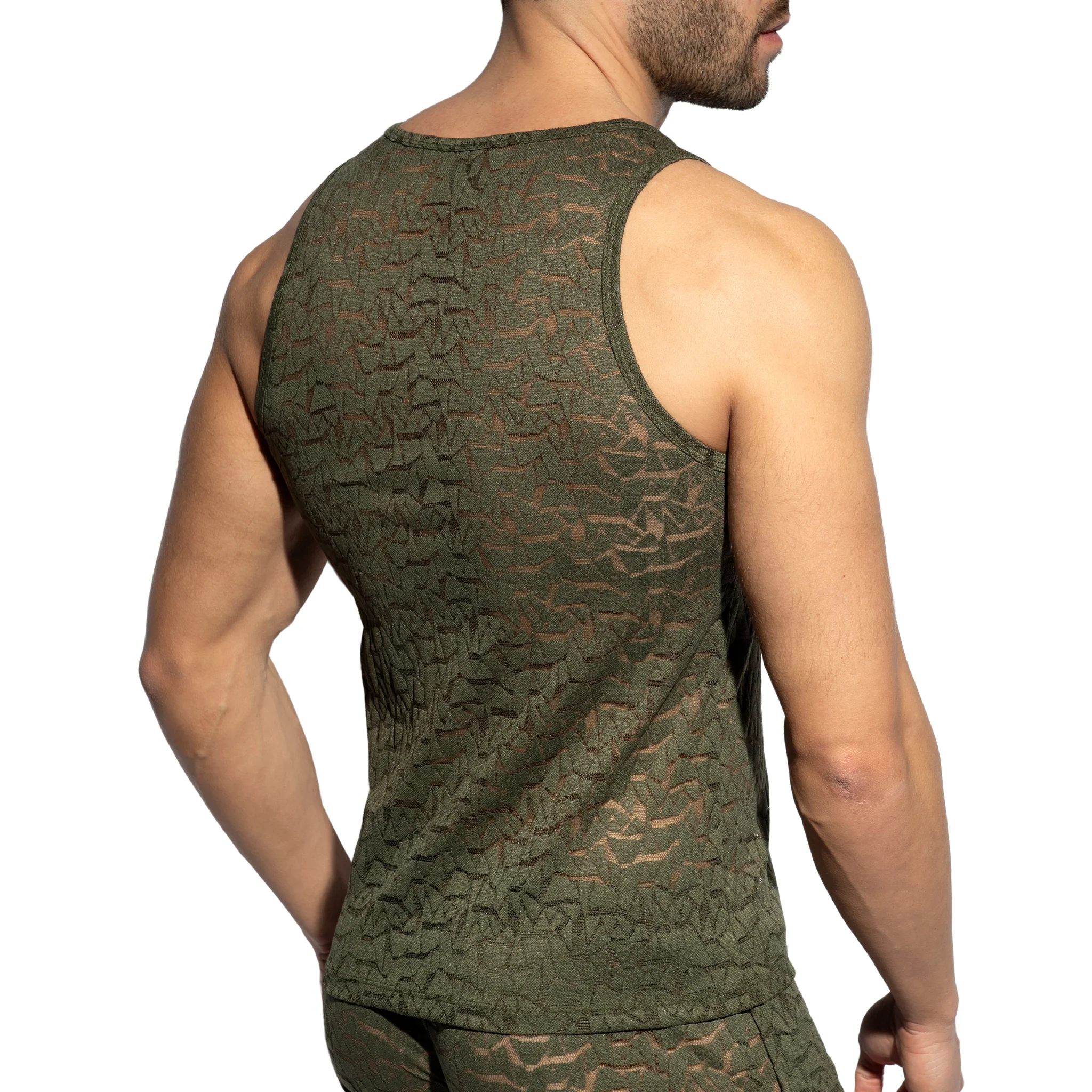 ES Collection Spider Tank Top Khaki TS329 - Image 3