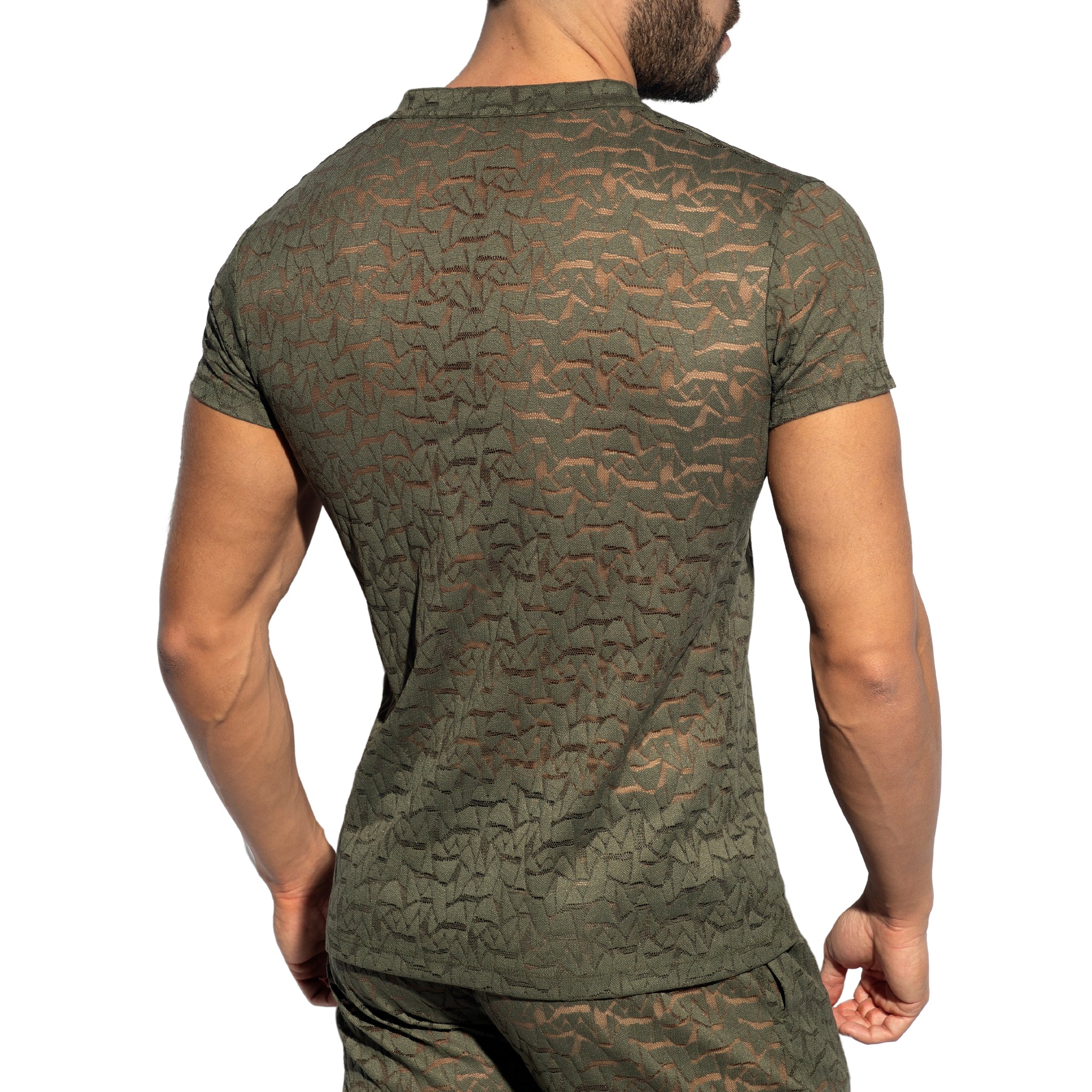 ES Collection Spider V-Neck Polo-Shirt Khaki TS320 - Image 3