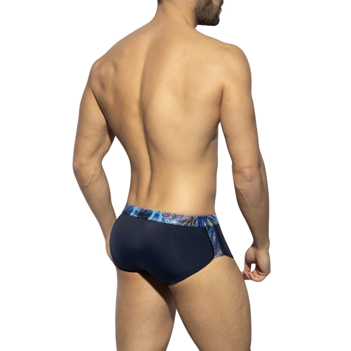 ES Collection Tropical Glitter Double Side Swim Trunk Navy 2225 - Image 3