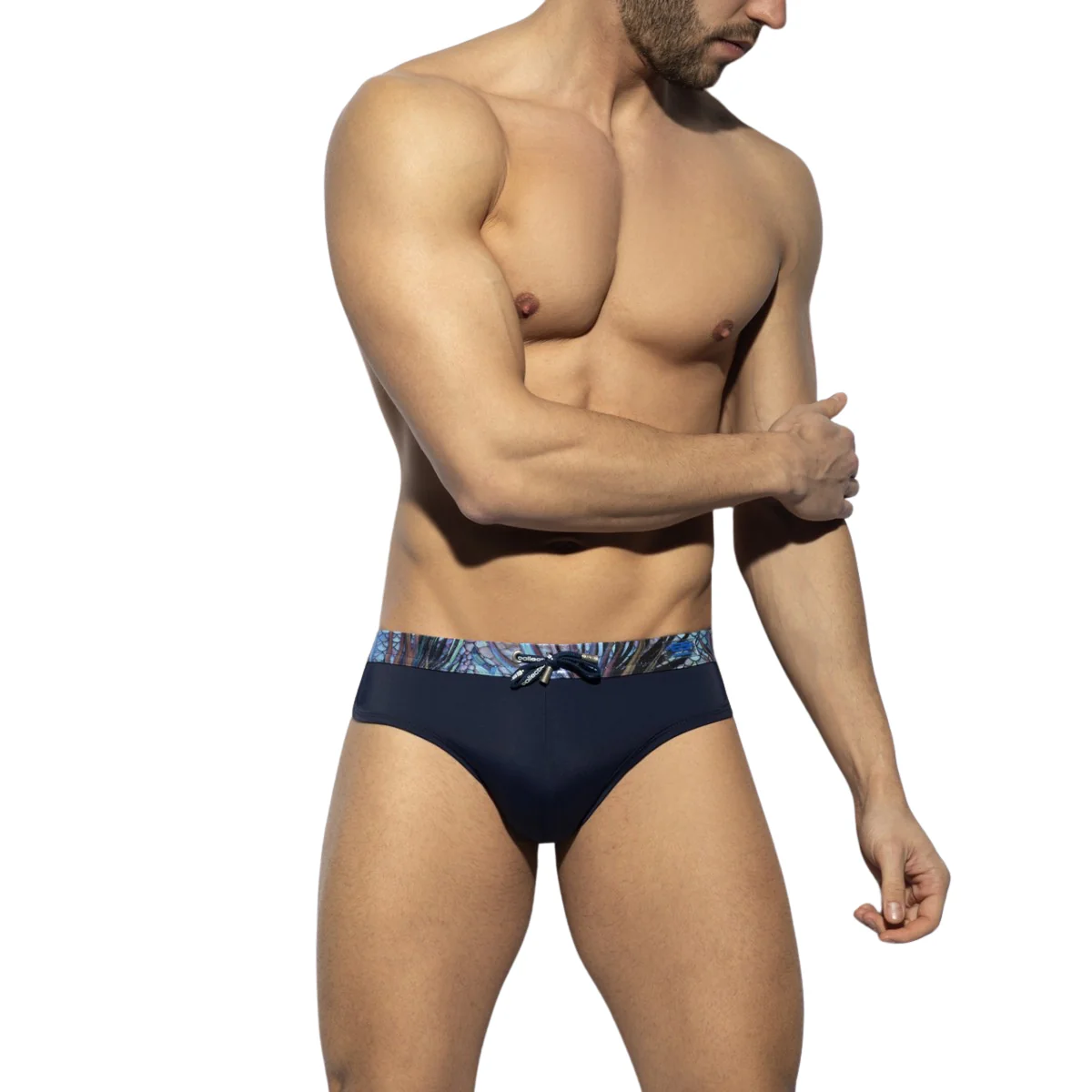 ES Collection Tropical Glitter Double Side Swimbrief Navy 2224 - Image 2