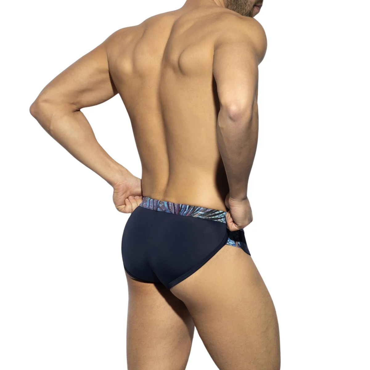 ES Collection Tropical Glitter Double Side Swimbrief Navy 2224 - Image 3