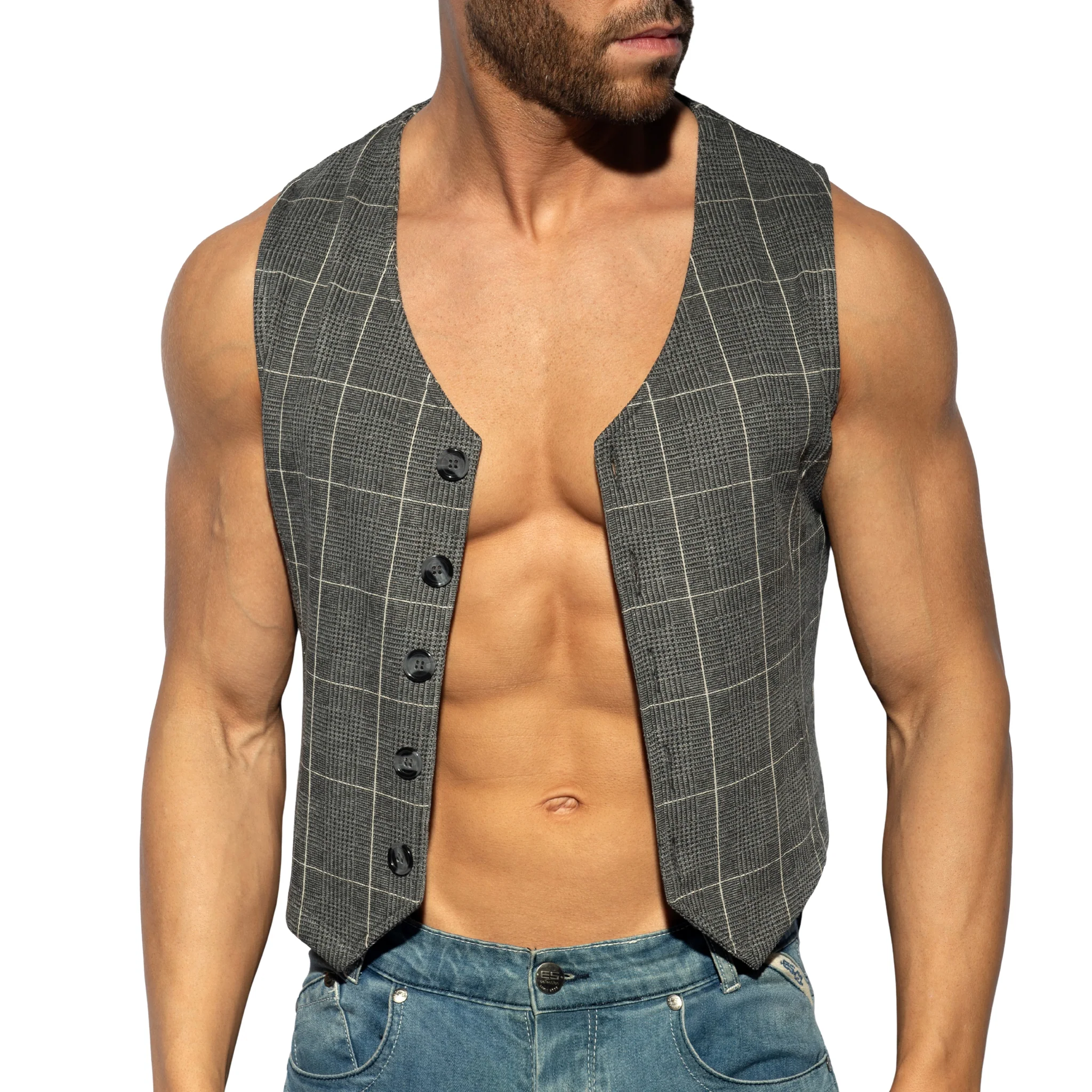 ES Collection Tweed Vest Charcoal SP340 - Image 2