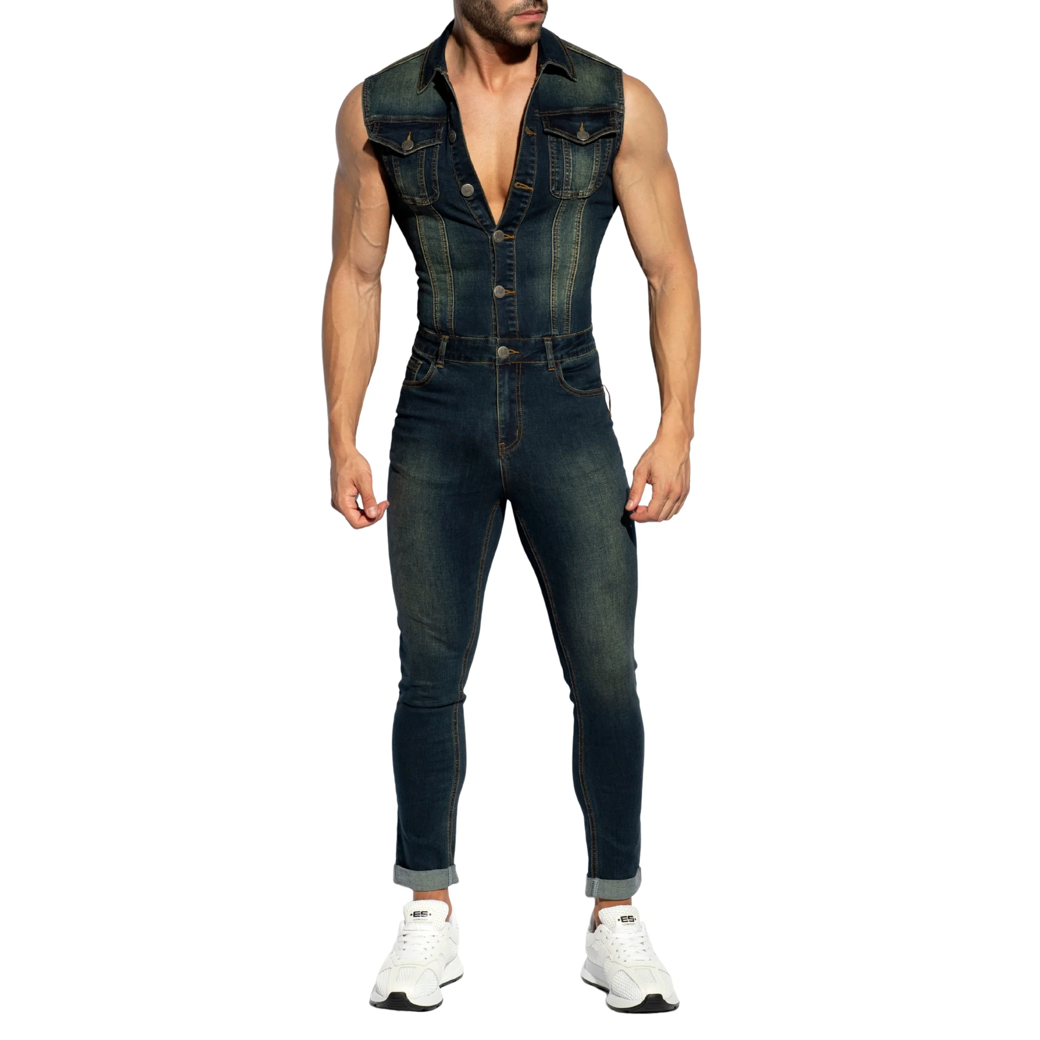 ES Collection Urban Denim Jumpsuit Pants Dark Jeans ESJ066 - Image 2