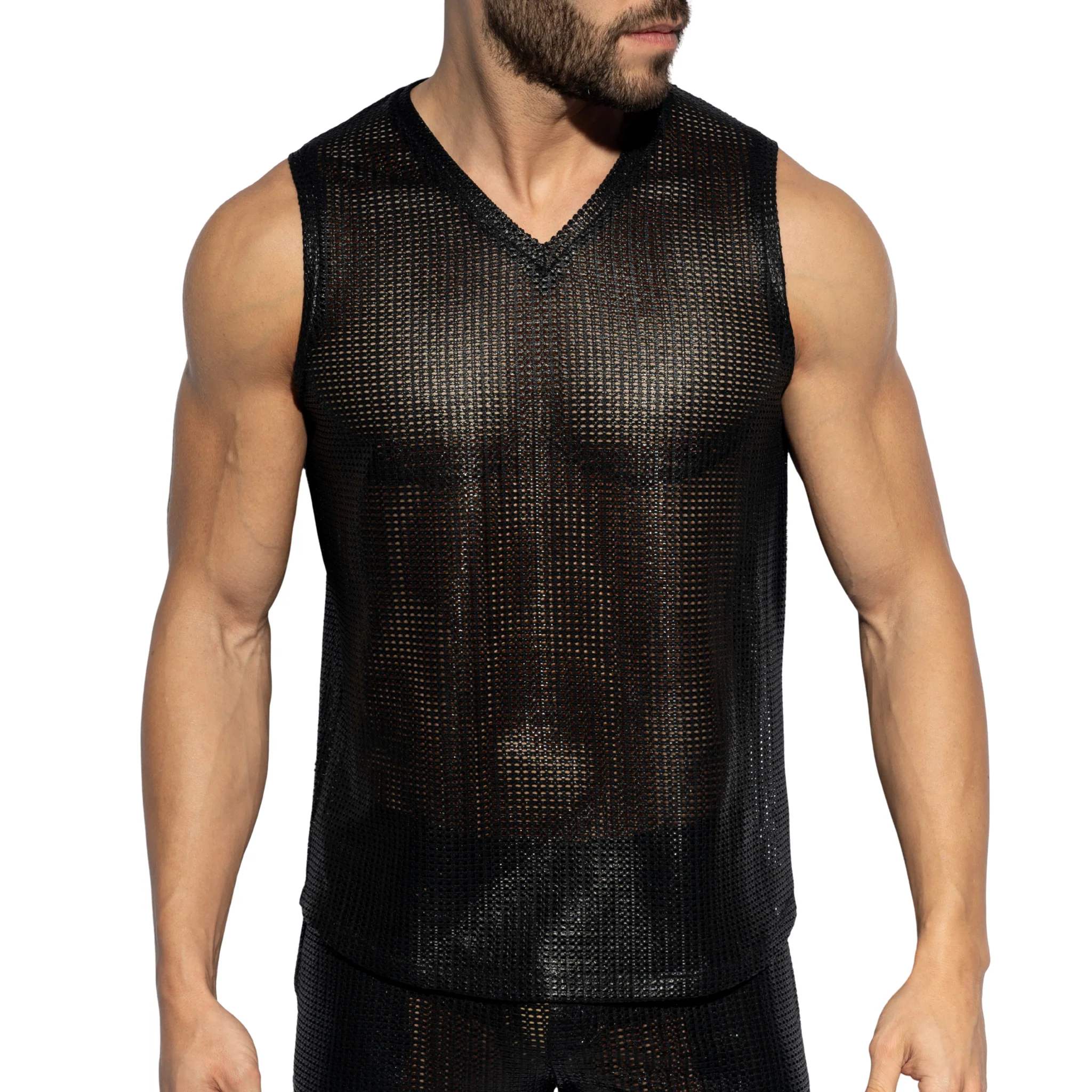 ES Collection Wysiwyg V-Neck Tanktop Black TS348 - Image 2