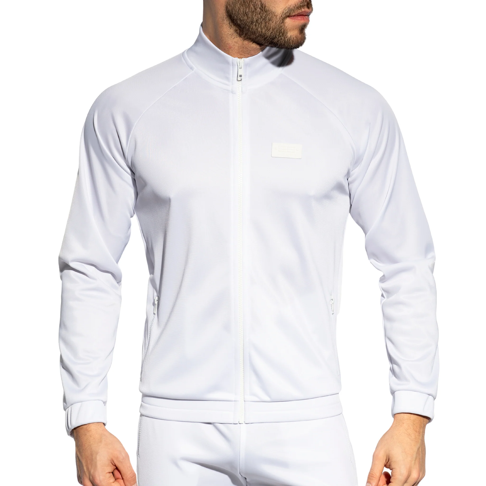 ES Collection Zip Pockets Plain Sweatshirt White SP316 - Image 2