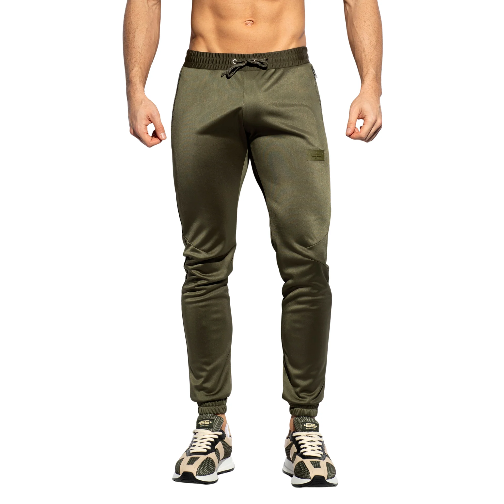 ES Collection Zip Pockets Plain Pants Khaki SP317 - Image 2