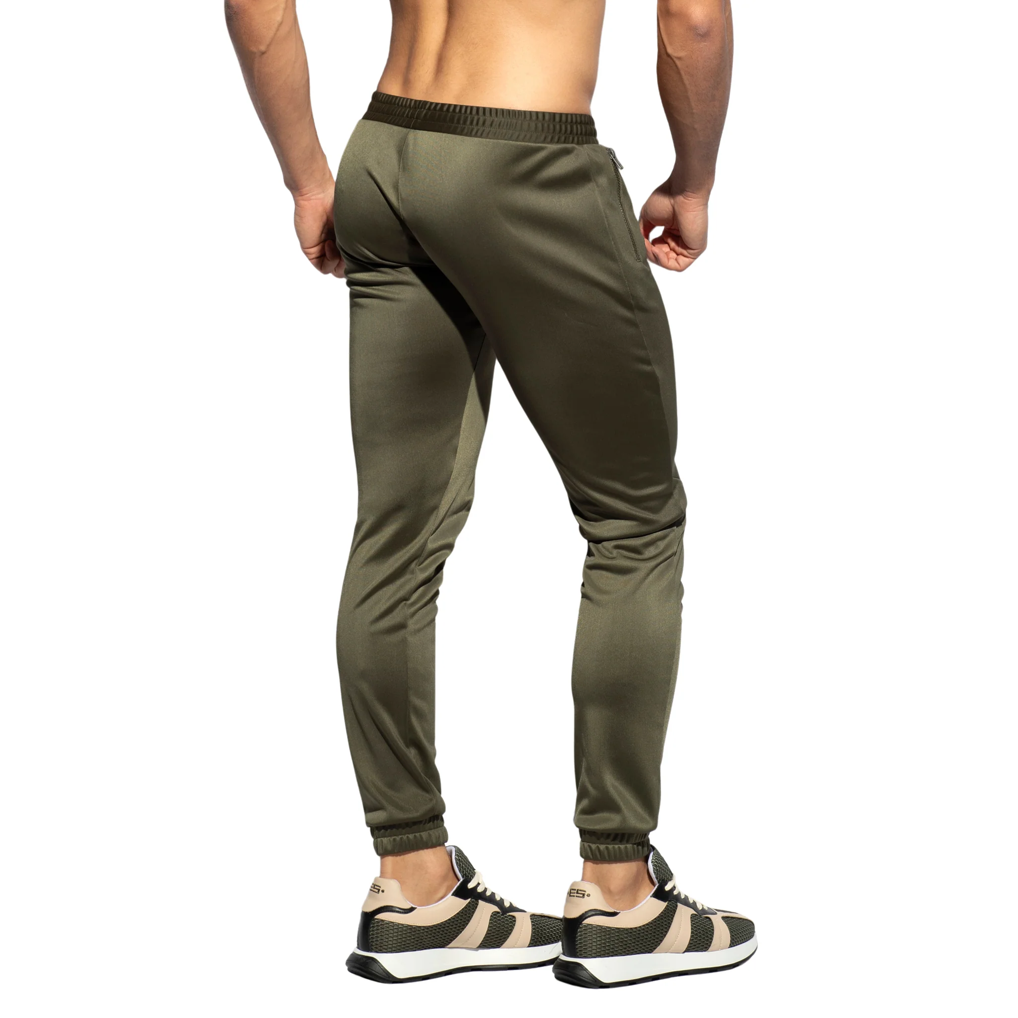 ES Collection Zip Pockets Plain Pants Khaki SP317 - Image 3