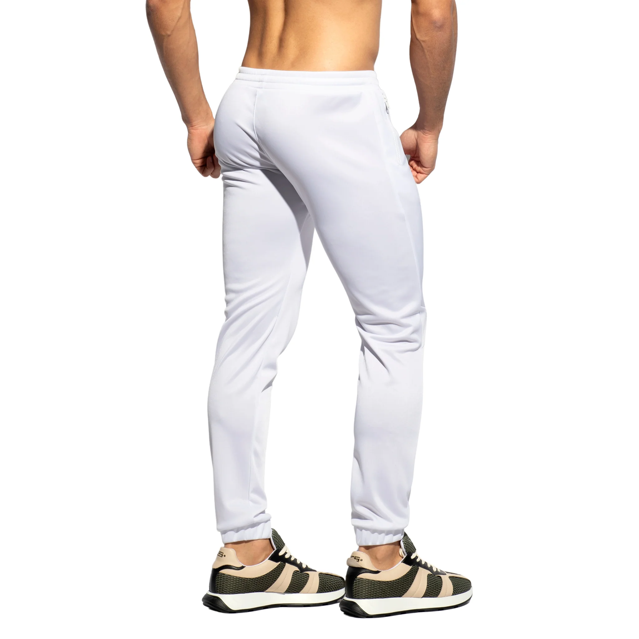 ES Collection Zip Pockets Plain Pants White SP317 - Image 3